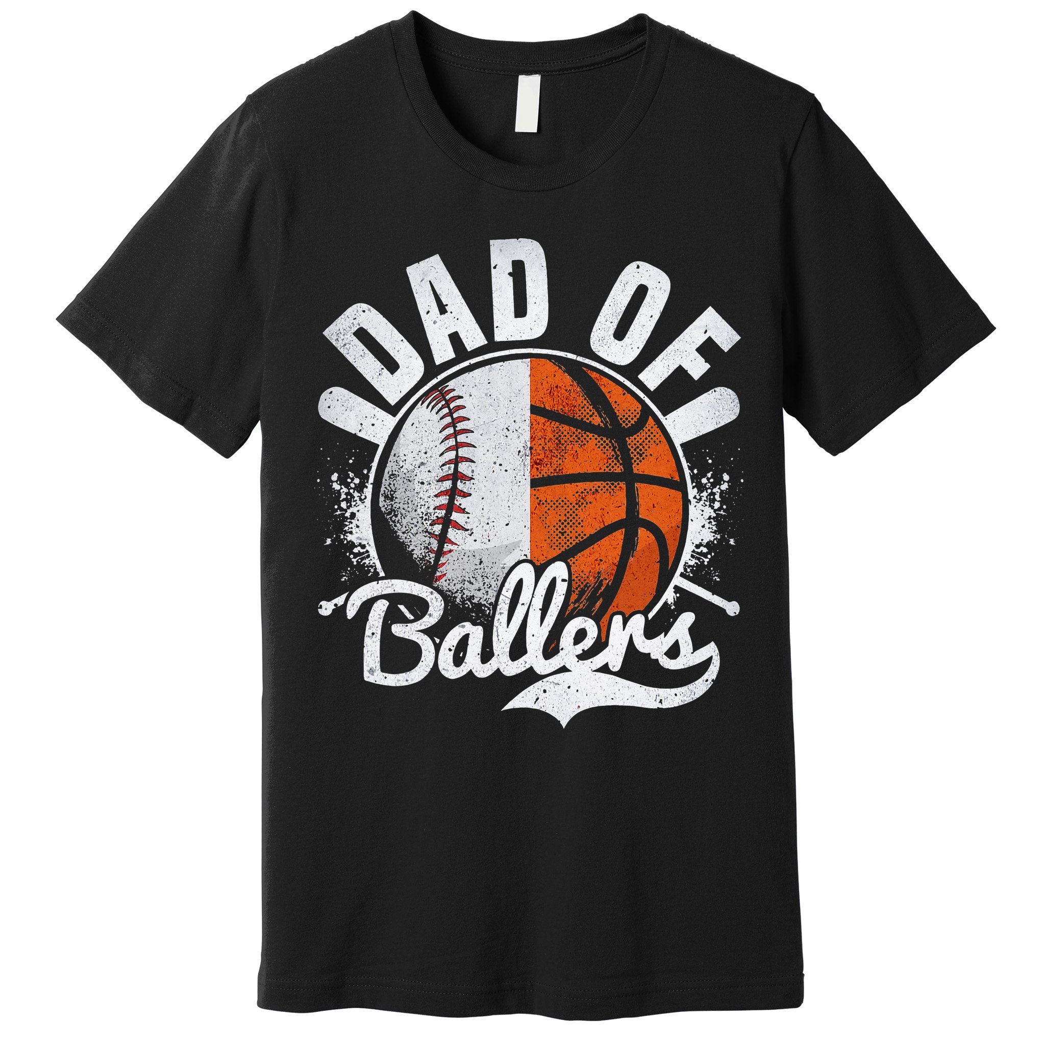 Dad Of Both Baseball Basketball Dad of Ballers Premium T-Shirt
