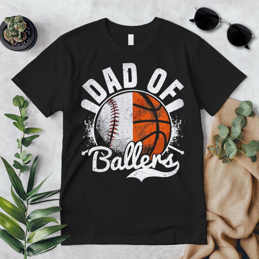 Dad Of Both Baseball Basketball Dad of Ballers Premium T-Shirt