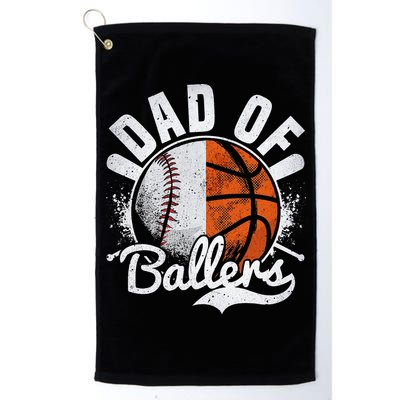 Dad Of Both Baseball Basketball Dad of Ballers Golf Towel