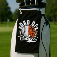 Dad Of Both Baseball Basketball Dad of Ballers Golf Towel