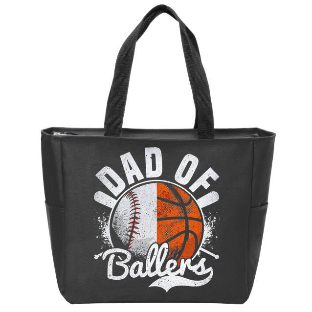 Dad Of Both Baseball Basketball Dad of Ballers Zip Tote Bag