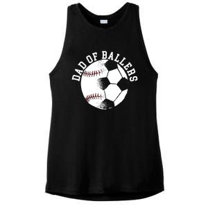 Dad Of Ballers Fathers Day Sport Lover Papa Soccer Baseball Gift Ladies PosiCharge Tri-Blend Wicking Tank