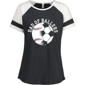 Dad Of Ballers Fathers Day Sport Lover Papa Soccer Baseball Gift Enza Ladies Jersey Colorblock Tee