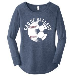 Dad Of Ballers Fathers Day Sport Lover Papa Soccer Baseball Gift Women's Perfect Tri Tunic Long Sleeve Shirt