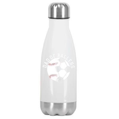 Dad Of Ballers Fathers Day Sport Lover Papa Soccer Baseball Gift Stainless Steel Insulated Water Bottle