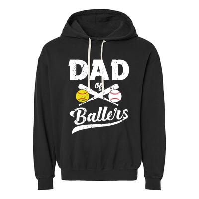 Dad of Ballers Dad of Baseball And Softball Player For Dad Garment-Dyed Fleece Hoodie