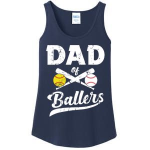 Dad of Ballers Dad of Baseball And Softball Player For Dad Ladies Essential Tank