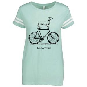 Dachshund On Bicycle Doxycycline Pun Veterinary Vet Tech Enza Ladies Jersey Football T-Shirt