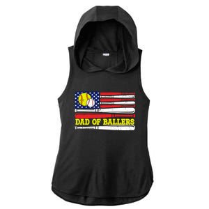 Dad Of Ballers American Flag Funny Baseball Dad Softball Gift Ladies PosiCharge Tri-Blend Wicking Draft Hoodie Tank