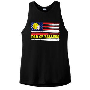 Dad Of Ballers American Flag Funny Baseball Dad Softball Gift Ladies PosiCharge Tri-Blend Wicking Tank