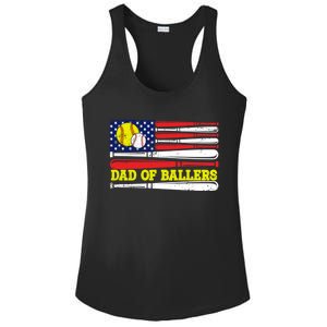 Dad Of Ballers American Flag Funny Baseball Dad Softball Gift Ladies PosiCharge Competitor Racerback Tank