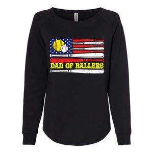 Dad Of Ballers American Flag Funny Baseball Dad Softball Gift Womens California Wash Sweatshirt