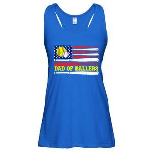 Dad Of Ballers American Flag Funny Baseball Dad Softball Gift Ladies Essential Flowy Tank