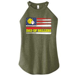 Dad Of Ballers American Flag Funny Baseball Dad Softball Gift Women's Perfect Tri Rocker Tank