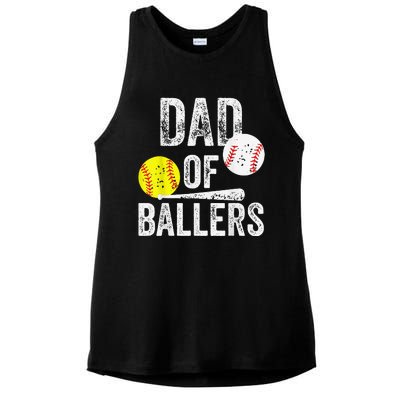 Dad of Ballers Dad of Baseball And Softball Player For Dad Ladies PosiCharge Tri-Blend Wicking Tank