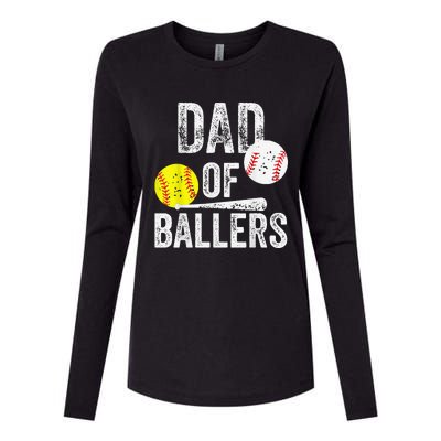 Dad of Ballers Dad of Baseball And Softball Player For Dad Womens Cotton Relaxed Long Sleeve T-Shirt