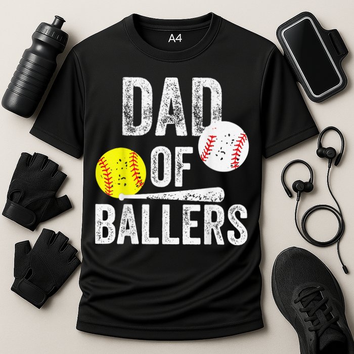 Dad of Ballers Dad of Baseball And Softball Player For Dad Cooling Performance Crew T-Shirt