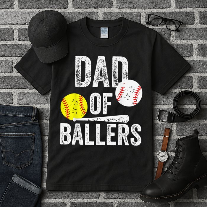 Dad of Ballers Dad of Baseball And Softball Player For Dad Tall T-Shirt