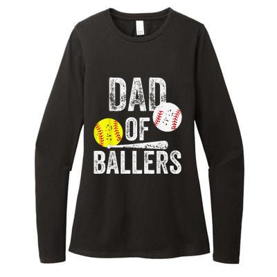 Dad of Ballers Dad of Baseball And Softball Player For Dad Womens CVC Long Sleeve Shirt