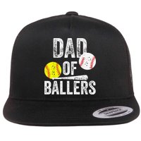 Dad of Ballers Dad of Baseball And Softball Player For Dad Flat Bill Trucker Hat