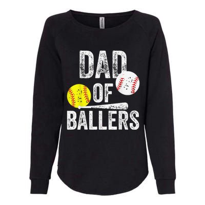 Dad of Ballers Dad of Baseball And Softball Player For Dad Womens California Wash Sweatshirt