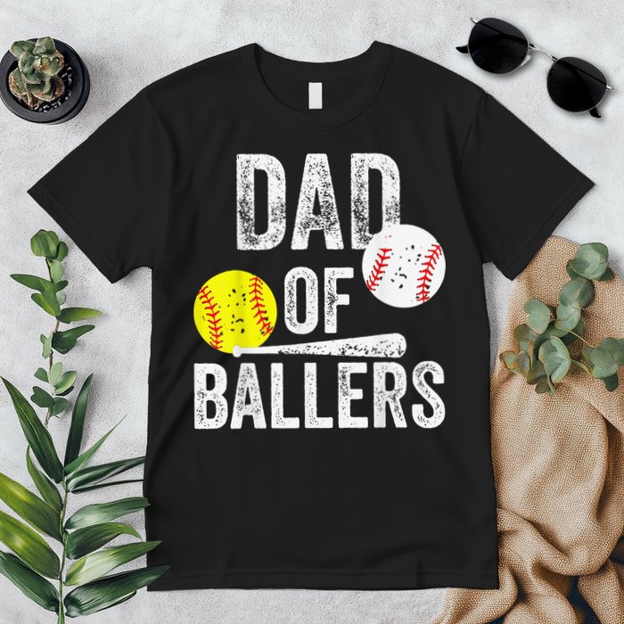 Dad of Ballers Dad of Baseball And Softball Player For Dad Premium T-Shirt