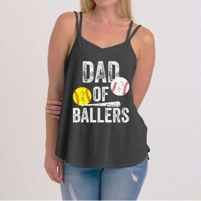 Dad of Ballers Dad of Baseball And Softball Player For Dad Women's Strappy Tank