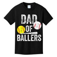 Dad of Ballers Dad of Baseball And Softball Player For Dad Kids T-Shirt
