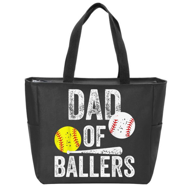 Dad of Ballers Dad of Baseball And Softball Player For Dad Zip Tote Bag