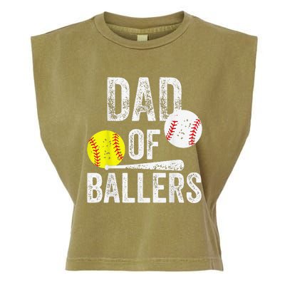 Dad of Ballers Dad of Baseball And Softball Player For Dad Garment-Dyed Women's Muscle Tee