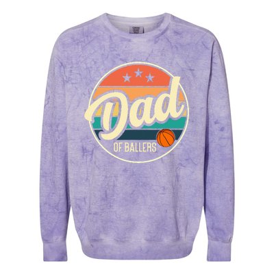 Dad Of Ballers Basketball Retro Basketball Dad Colorblast Crewneck Sweatshirt