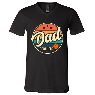 Dad Of Ballers Basketball Retro Basketball Dad V-Neck T-Shirt