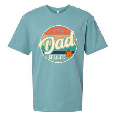 Dad Of Ballers Basketball Retro Basketball Dad Sueded Cloud Jersey T-Shirt