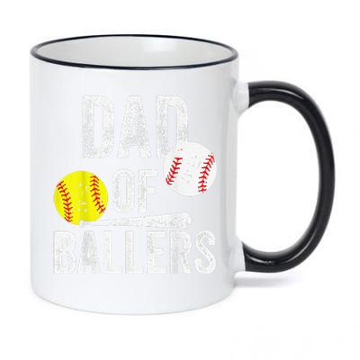 Dad of Ballers Dad of Baseball And Softball Player 11oz Black Color Changing Mug