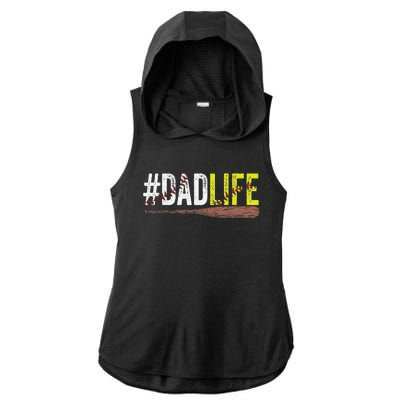 Dad of Ballers Dad of Baseball And Softball Player Ladies PosiCharge Tri-Blend Wicking Draft Hoodie Tank