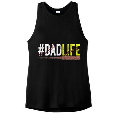 Dad of Ballers Dad of Baseball And Softball Player Ladies PosiCharge Tri-Blend Wicking Tank