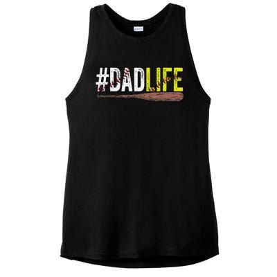 Dad of Ballers Dad of Baseball And Softball Player Ladies PosiCharge Tri-Blend Wicking Tank