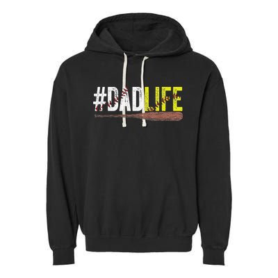 Dad of Ballers Dad of Baseball And Softball Player Garment-Dyed Fleece Hoodie