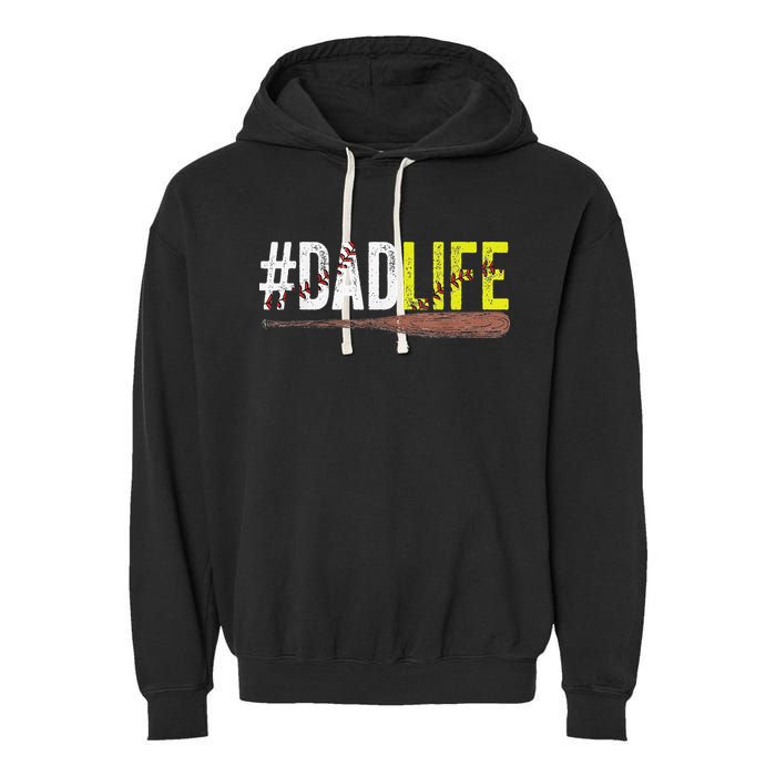Dad of Ballers Dad of Baseball And Softball Player Garment-Dyed Fleece Hoodie
