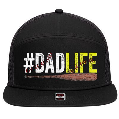 Dad of Ballers Dad of Baseball And Softball Player 7 Panel Mesh Trucker Snapback Hat
