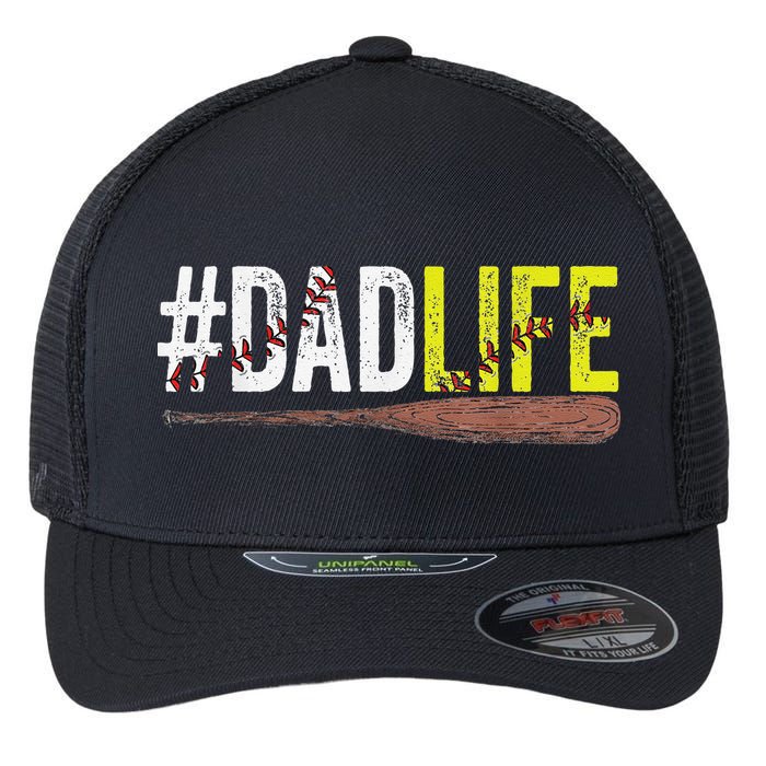 Dad of Ballers Dad of Baseball And Softball Player Flexfit Unipanel Trucker Cap