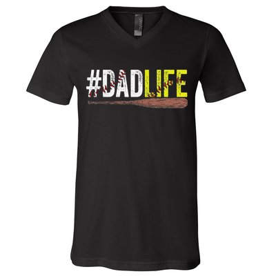 Dad of Ballers Dad of Baseball And Softball Player V-Neck T-Shirt