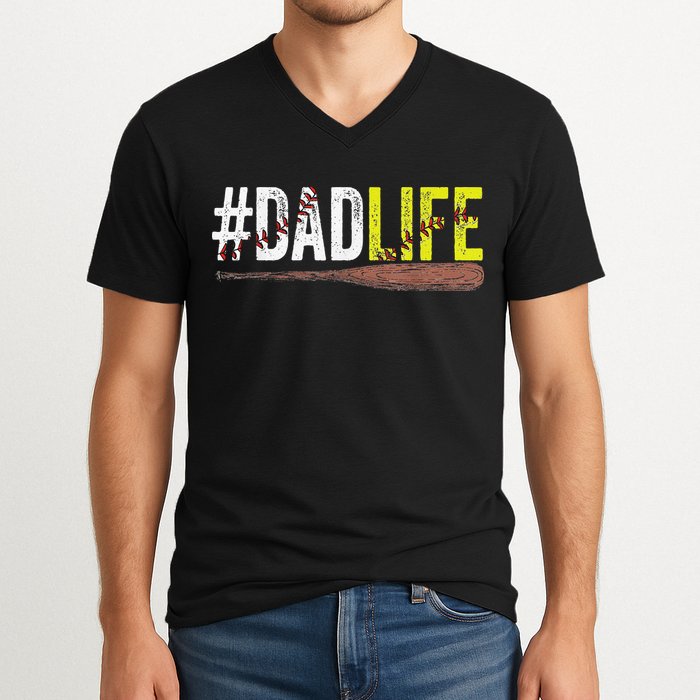 Dad of Ballers Dad of Baseball And Softball Player V-Neck T-Shirt