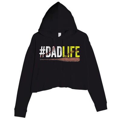 Dad of Ballers Dad of Baseball And Softball Player Crop Fleece Hoodie