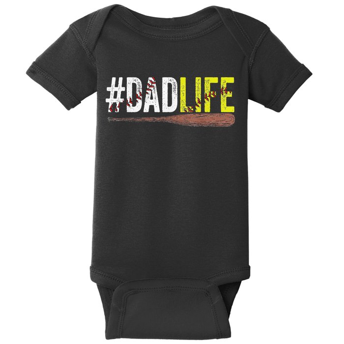 Dad of Ballers Dad of Baseball And Softball Player Baby Bodysuit