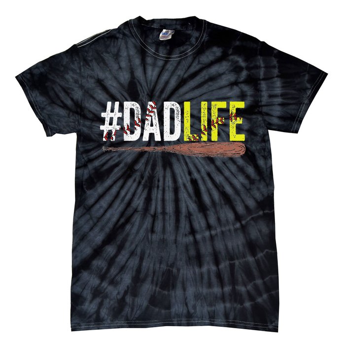 Dad of Ballers Dad of Baseball And Softball Player Tie-Dye T-Shirt
