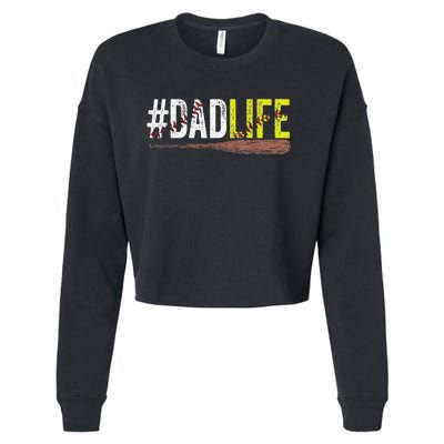 Dad of Ballers Dad of Baseball And Softball Player Cropped Pullover Crew