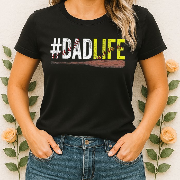 Dad of Ballers Dad of Baseball And Softball Player Womens T-Shirt