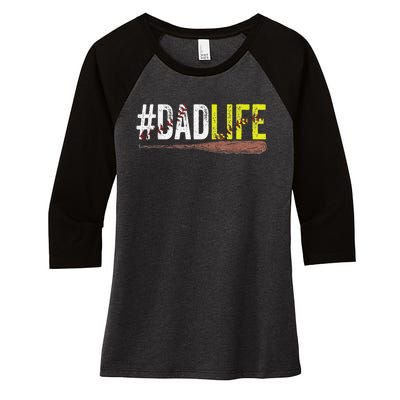 Dad of Ballers Dad of Baseball And Softball Player Women's Tri-Blend 3/4-Sleeve Raglan Shirt