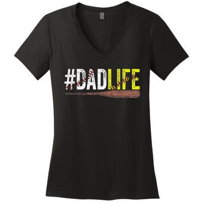 Dad of Ballers Dad of Baseball And Softball Player Women's V-Neck T-Shirt